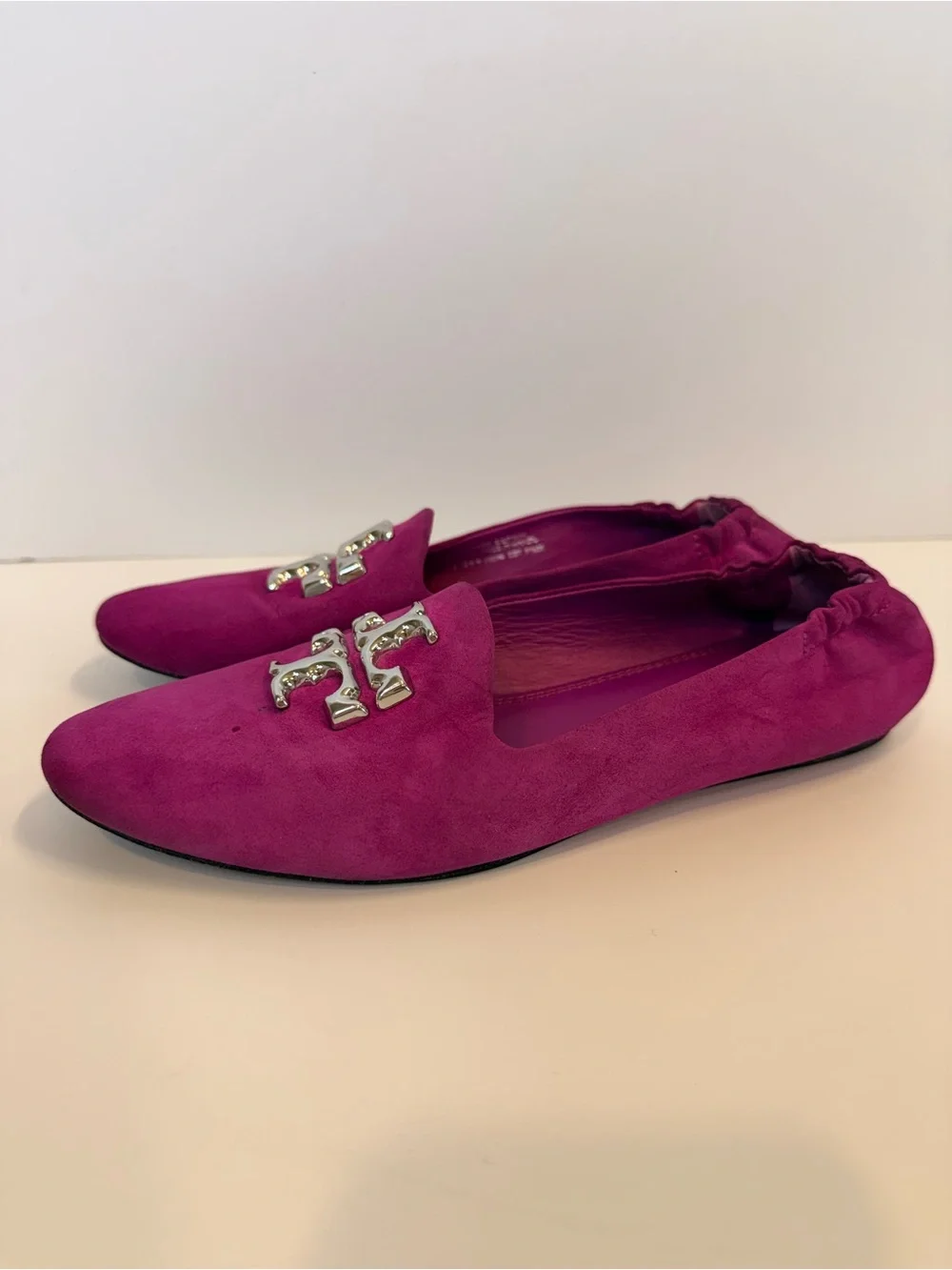 Tory Burch‎ Eleanor Loafer Suede Fuchsia Pink Flats Size 7.5